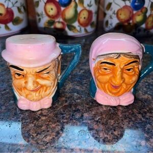 Antique Vintage FACES Salt & Pepper Shakers